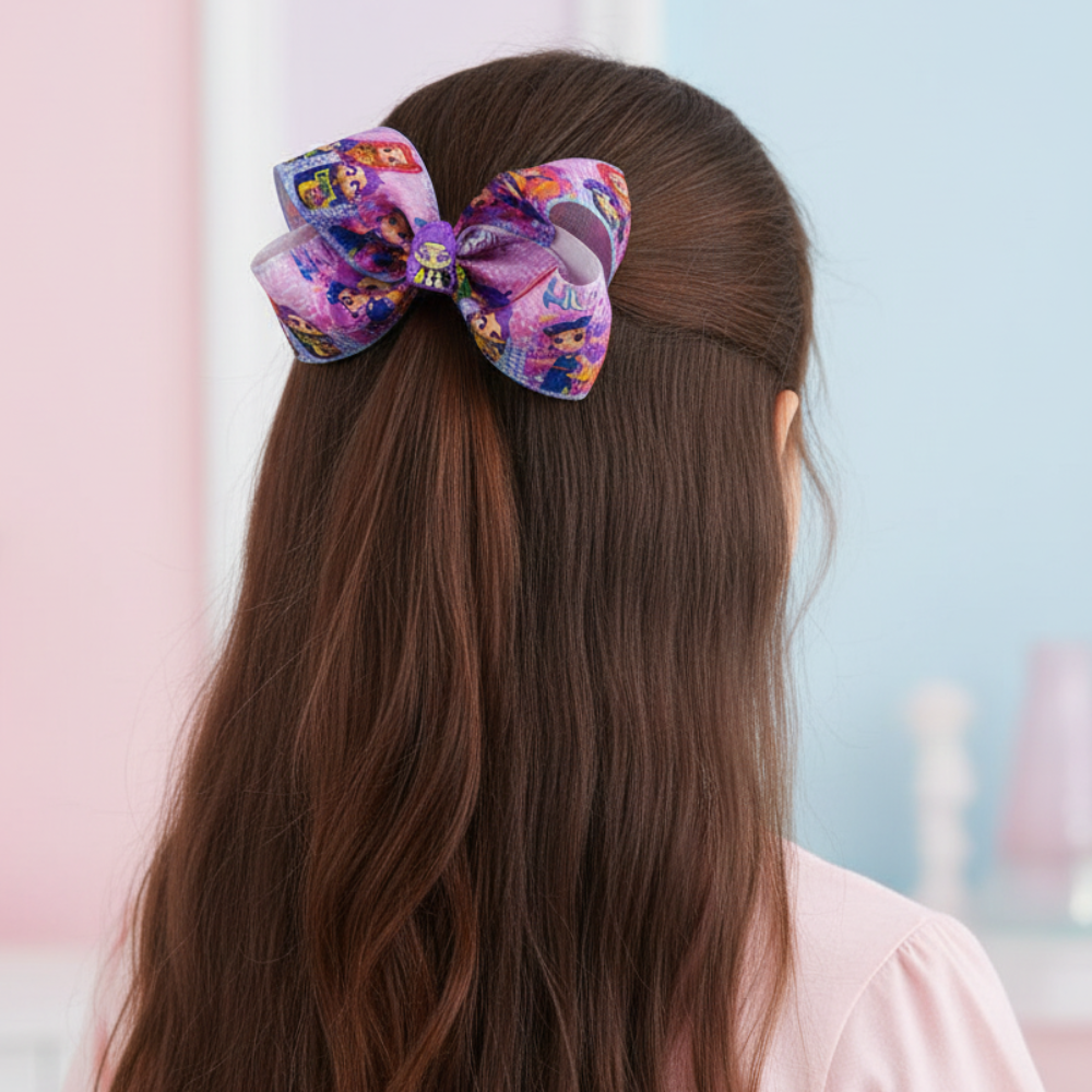 Vibrant Character Print Large Hair Bows - 6-Inch Ribbon Accessory Set (HC-29626M)