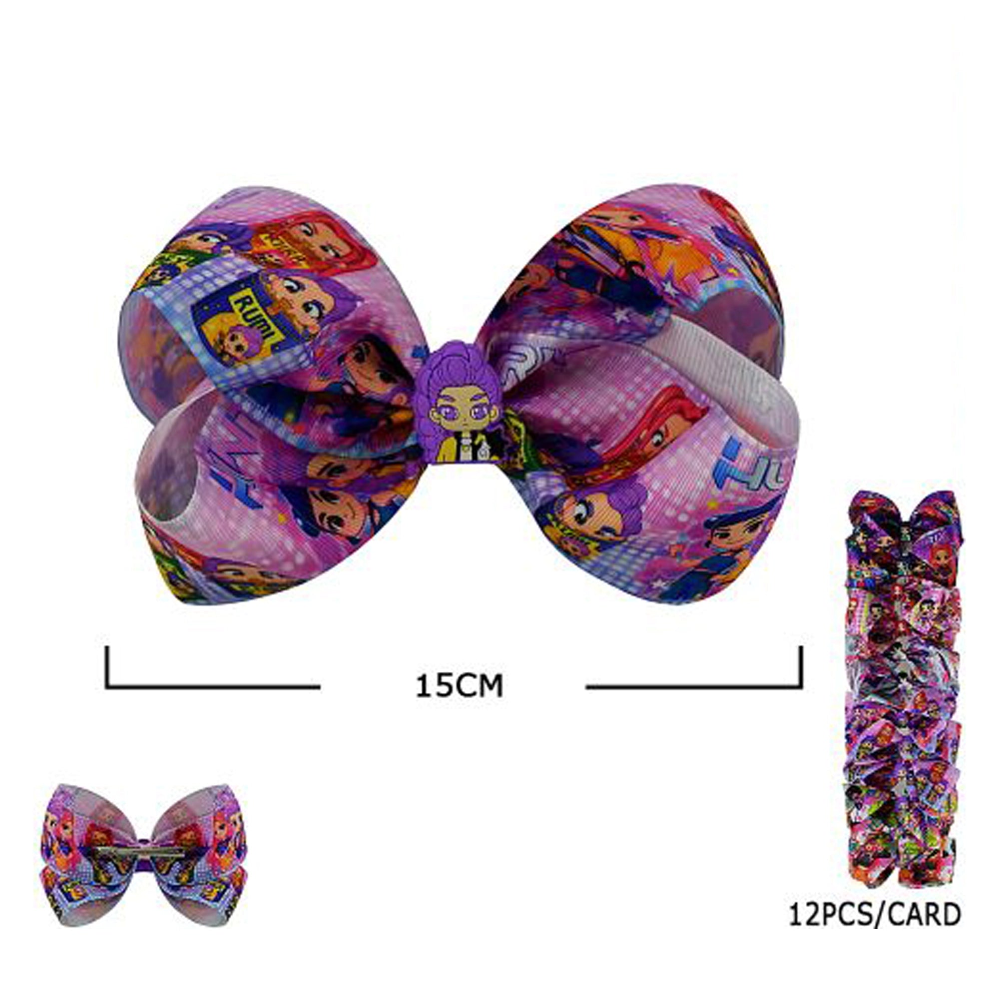 Vibrant Character Print Large Hair Bows - 6-Inch Ribbon Accessory Set (HC-29626M)
