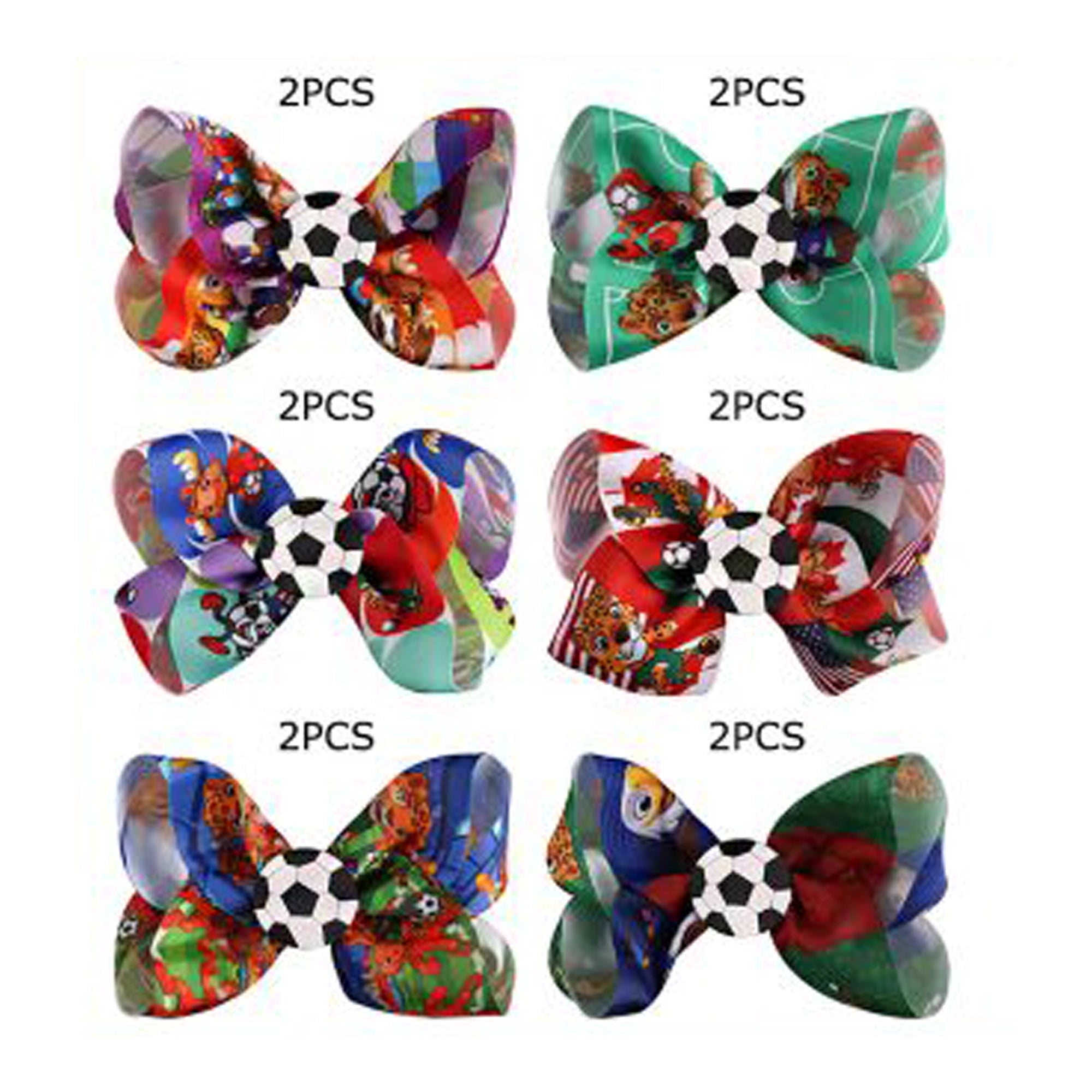 2026 World Football Championship Large Grosgrain Hair Bows - 12pc Set (HC-29629FI)
