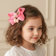 12pc Large Grosgrain Ribbon Hair Bows with Tulip Charms – 15cm Cute Flower Hair Clips Set for Toddlers, Girls, and Women (HC-29637M)