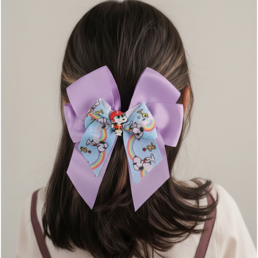12-Pack Large Rainbow Cartoon Dog Hair Bows for Girls – 6-Inch Grosgrain Ribbon Bow Alligator Clips (HC-29684SN)