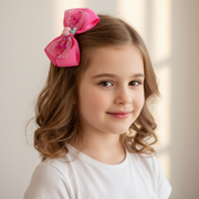 Girls Large Glitter Star Bow Hair Clips – 15cm Sparkly Layered Ribbon Bows with Pearl Bead Accents & Alligator Clips – Assorted Colors Bulk Hair Accessories Set (HC-29706S)