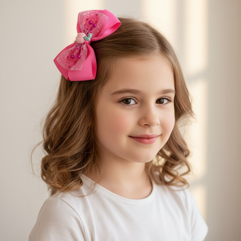 Girls Large Glitter Star Bow Hair Clips – 15cm Sparkly Layered Ribbon Bows with Pearl Bead Accents & Alligator Clips – Assorted Colors Bulk Hair Accessories Set (HC-29706S)