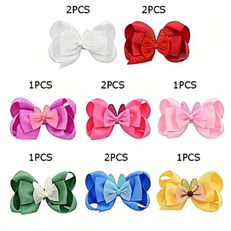 15CM Layered Grosgrain Butterfly Ribbon Hair Bows – Alligator Clips Assorted Colors 12-Piece Wholesale Pack (HC-29757P1)