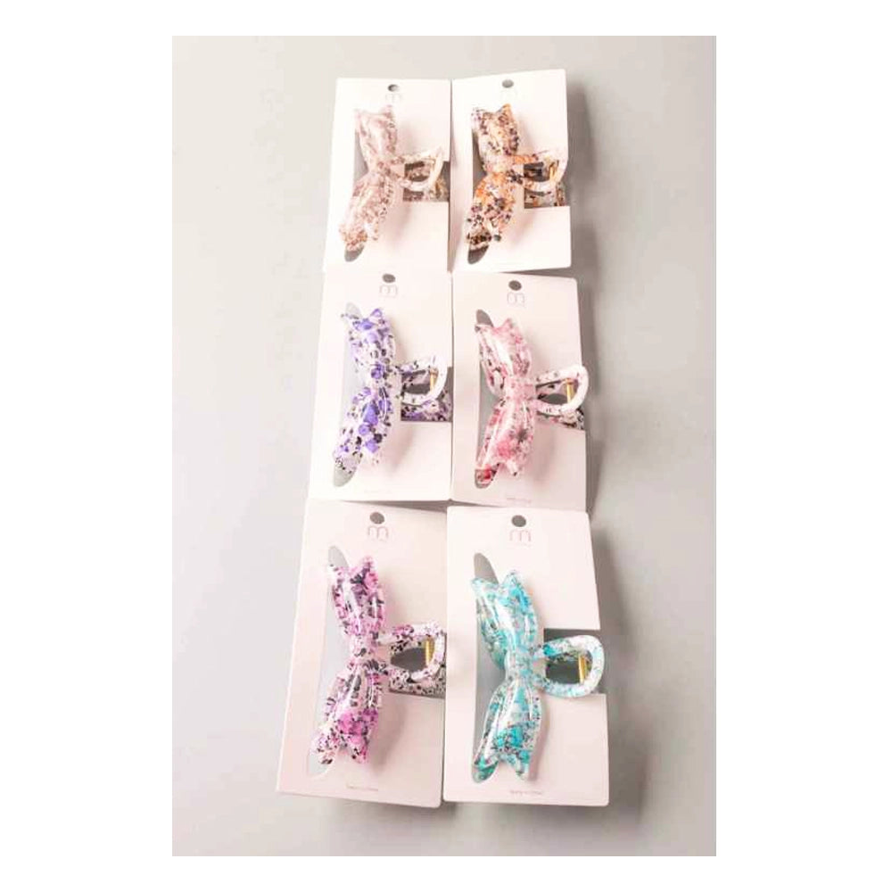 Trendy Paint Splattered Bow Claw Clip – Chic Hair Accessory (HC11140)