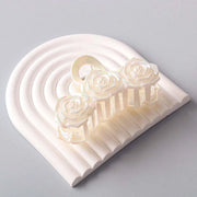 Elegant Pearlescent Triple Rose Hair Claw Clip (HC11170)