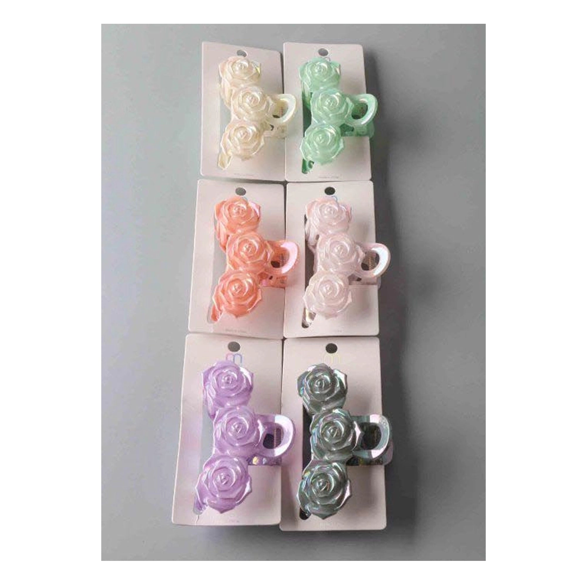 Elegant Pearlescent Triple Rose Hair Claw Clip (HC11170)