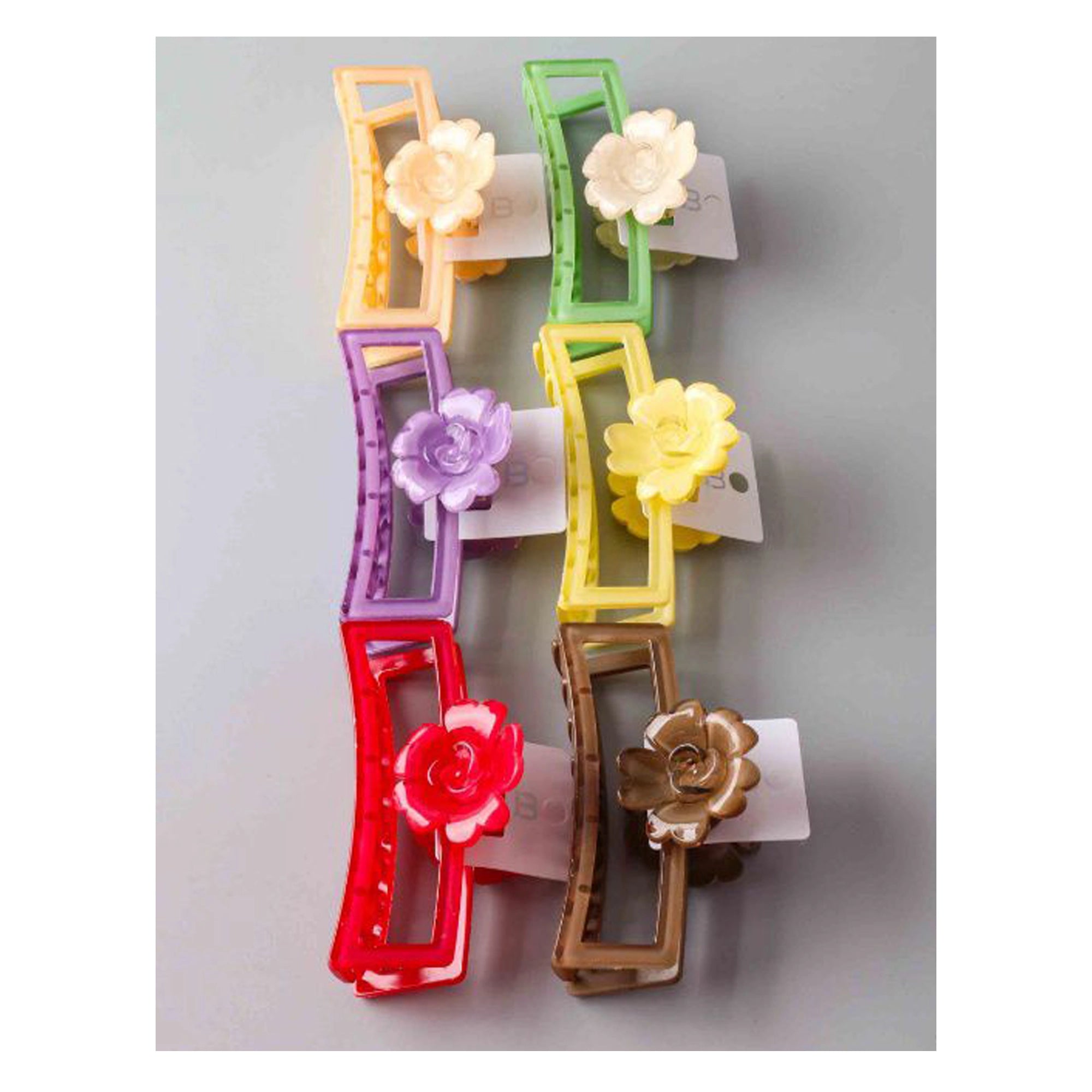 Willmott Flower Rectangle Hair Claw Clip - Elegant Floral Hair Accessory (HC11209)