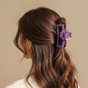 Willmott Flower Rectangle Hair Claw Clip - Elegant Floral Hair Accessory (HC11209)