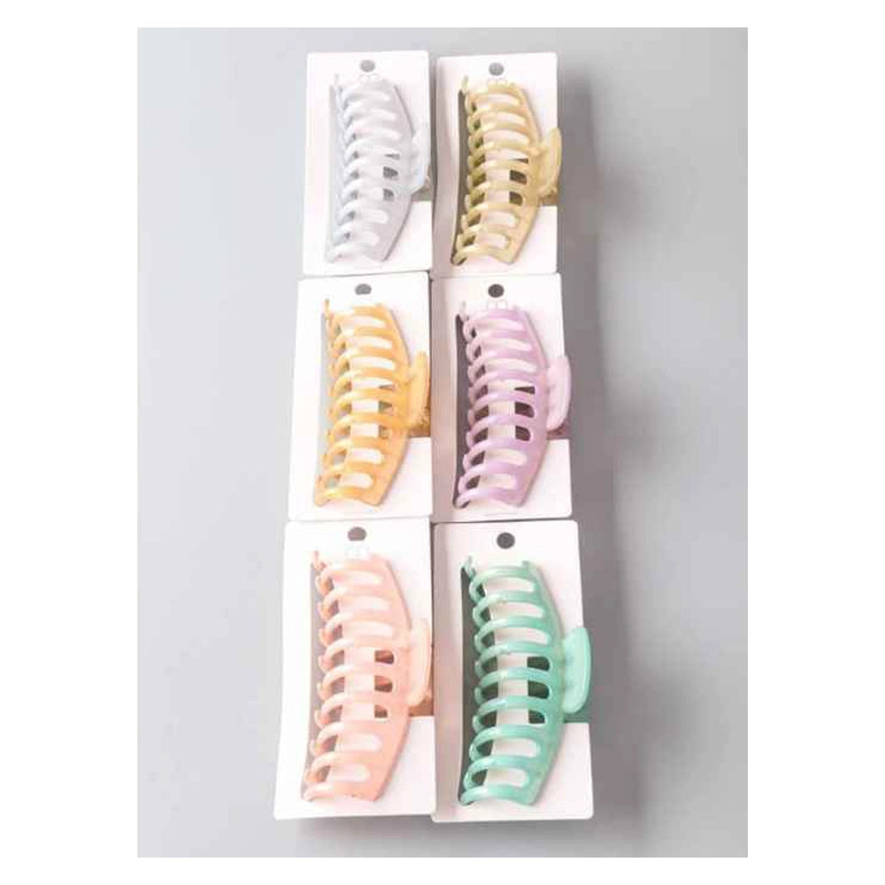 Jelly Round Comb Claw Clip - 6 Pastel Colors, Non-Slip 100% Plastic Hair Clamp (HC11398)
