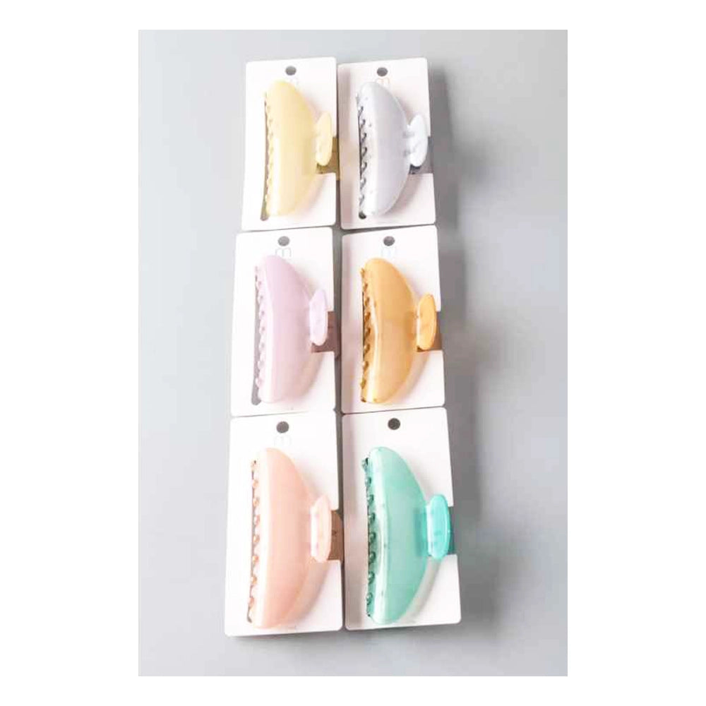 Pearlized Rounded Hair Claw Clips - 6-Piece Pastel Set (HC11400)