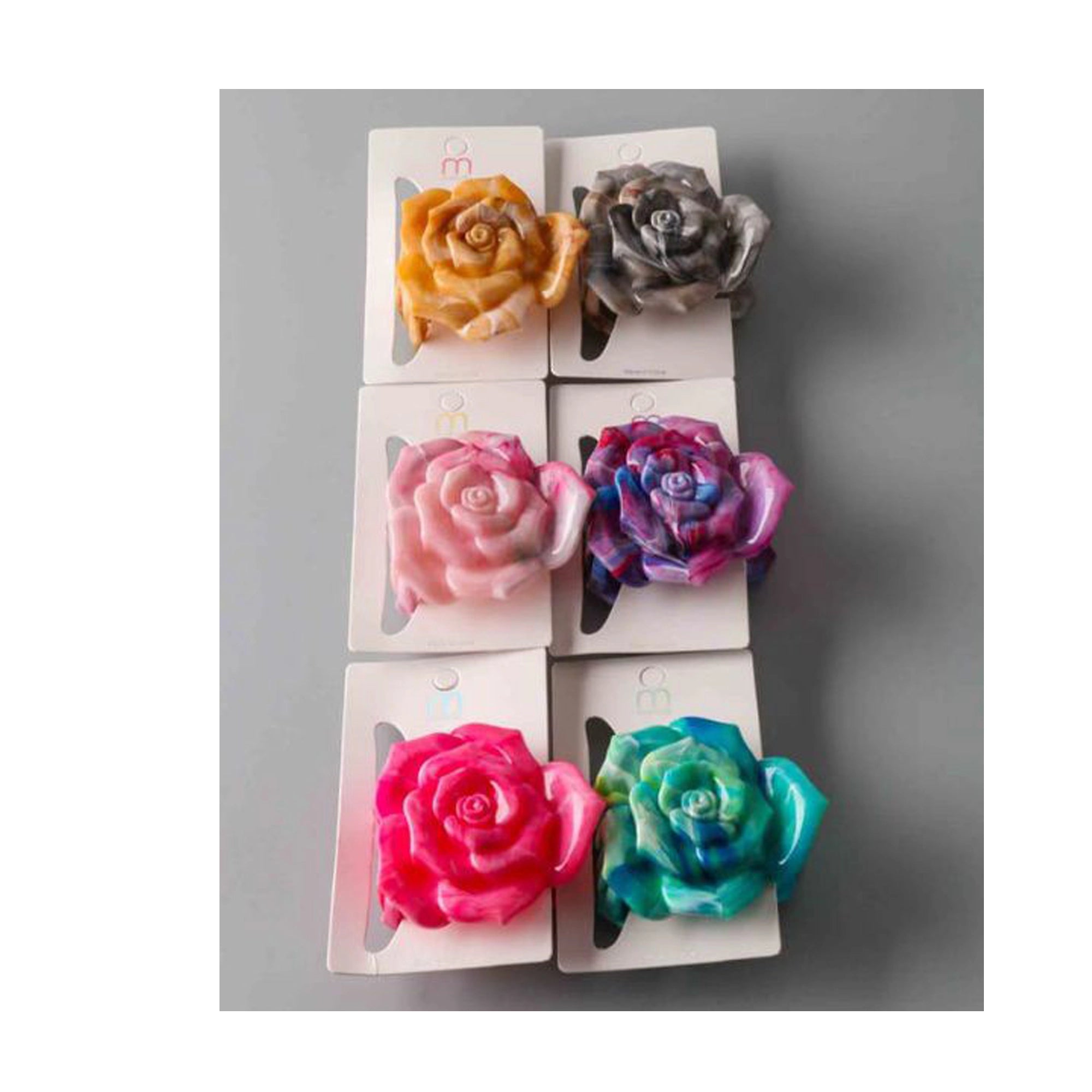 Marbled Rose Hair Claw Clip - Floral Acetate Jaw Clip for Thick Hair (HC11533)