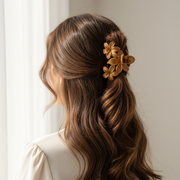 Triple Plumeria Floral Hair Claw Clip - Matte Tropical Hawaiian Style Jaw Clip (HC11543)