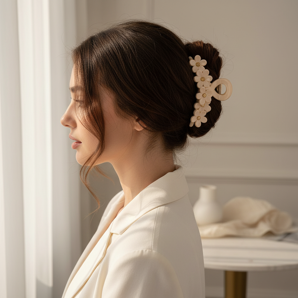 Daisy Row Matte Floral Hair Claw Clip – Large Non-Slip Hair Accessory (HC11544)