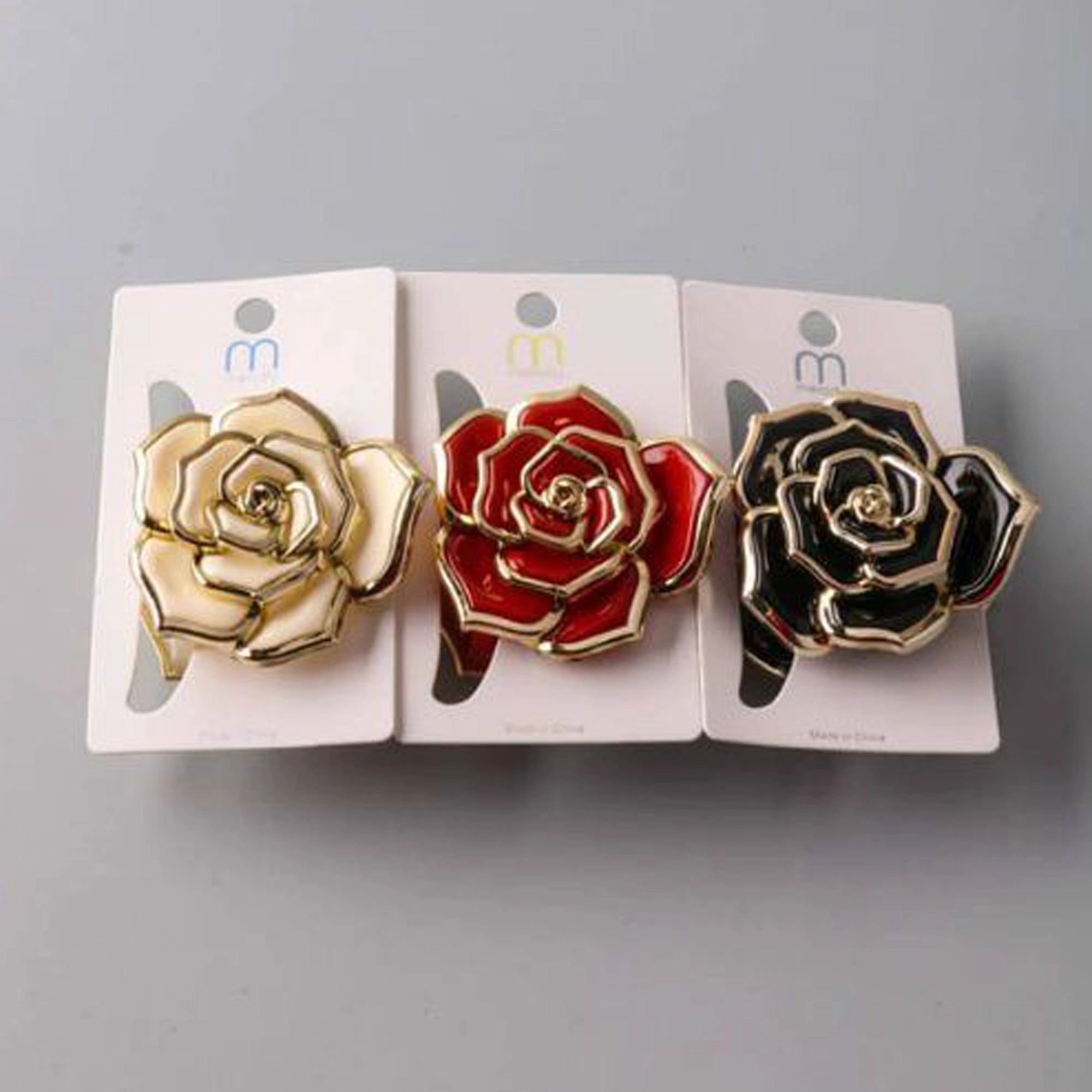 Elegant Enamel Rose French Claw Clip – Vintage-Inspired Floral Hair Accessory (HC11684)