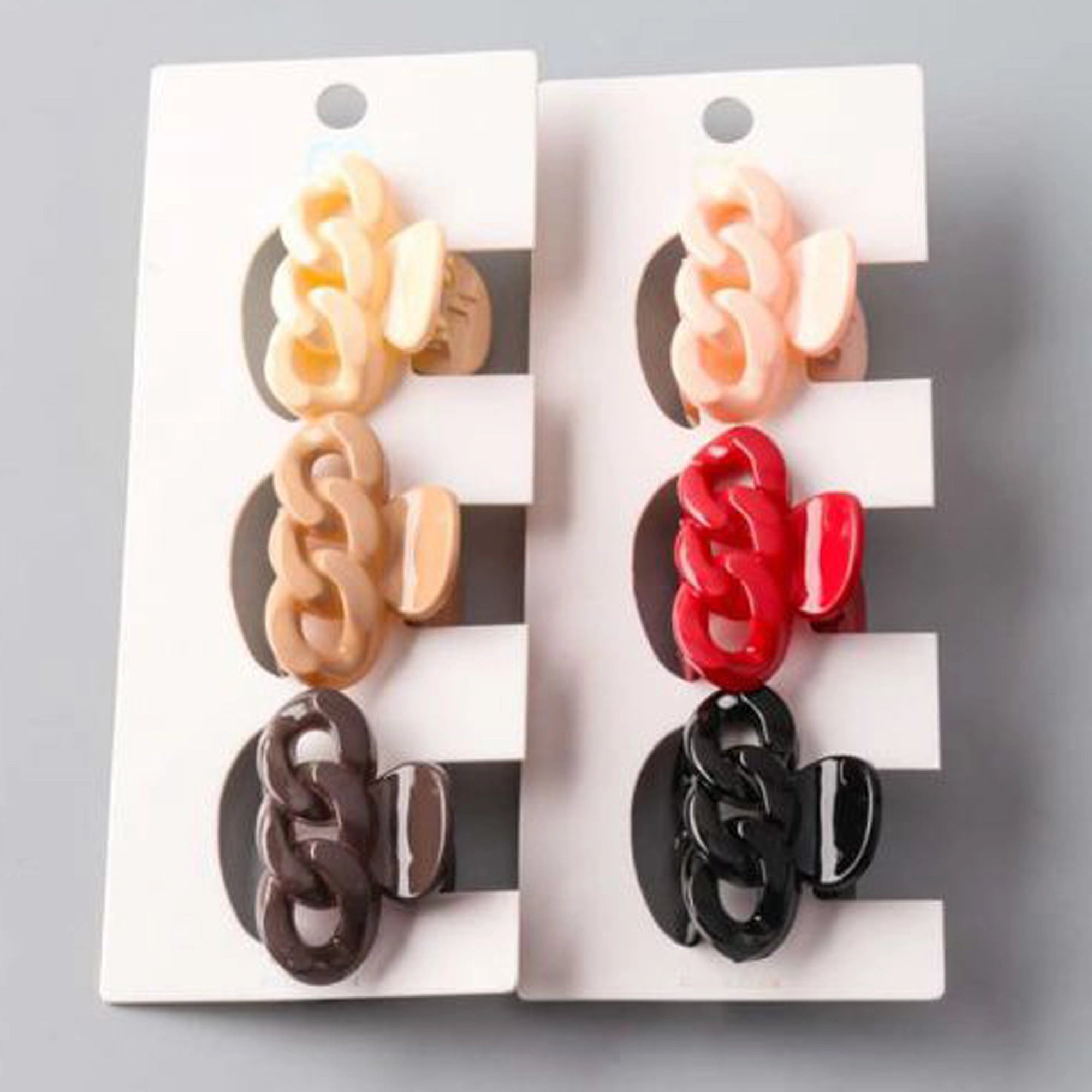 Mini Chain Link Hair Claw Clips - Neutral & Bold Color Assortment 12pc (HC11727)