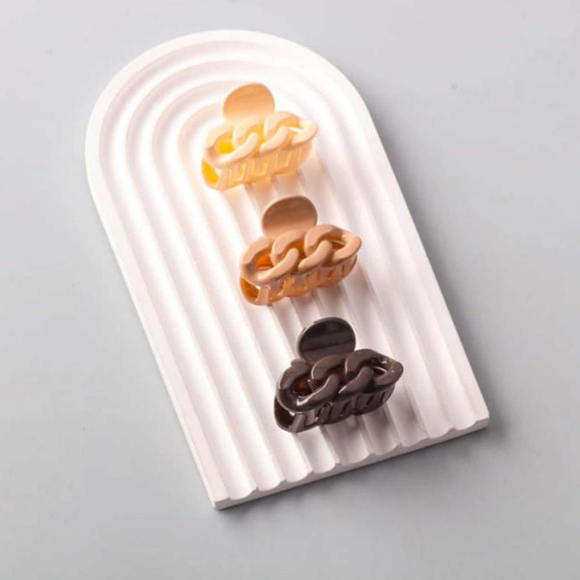 Mini Chain Link Hair Claw Clips - Neutral & Bold Color Assortment 12pc (HC11727)