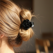 Floral Rose Hair Claw Clip Set – Elegant Tortoise Shell & Black Non-Slip Hair Accessories (HC11737)