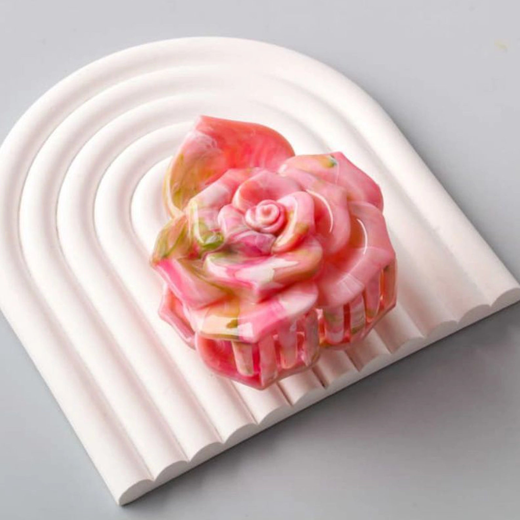Vintage-Inspired Marbled Rose Hair Claw Clip - Elegant Floral Hair Accessory (HC11763)
