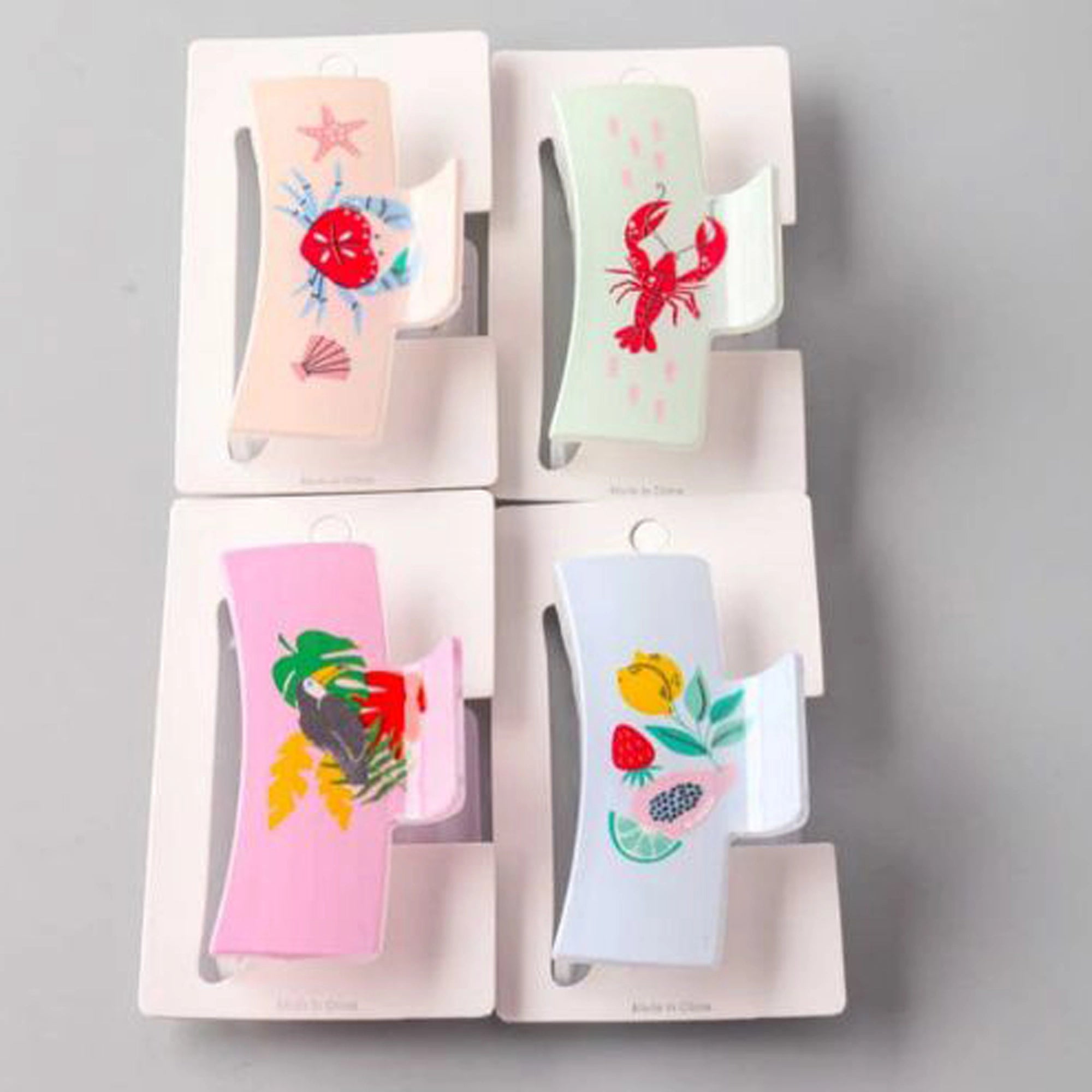 Tropical Ocean & Summer Fruit Patterned Matte Claw Clips (HC11804)