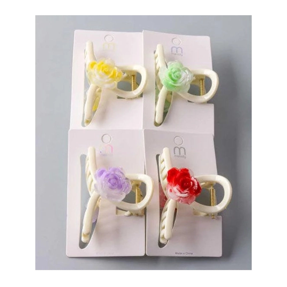 Elegant Floral Stripe Rose Loop Hair Claw Clip (HC11806