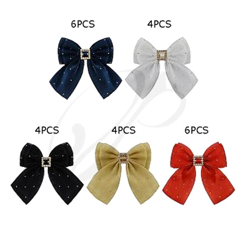 Sparkling Rhinestone Hair Bow Clip 12cm – Large Mesh Organza Bow with Crystal Buckle (HCD-1740E)
