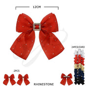 Sparkling Rhinestone Hair Bow Clip 12cm – Large Mesh Organza Bow with Crystal Buckle (HCD-1740E)