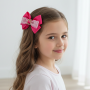 12cm Grosgrain & Lace Hair Bow with Rhinestone Cat Character Center (HCD-1807M)