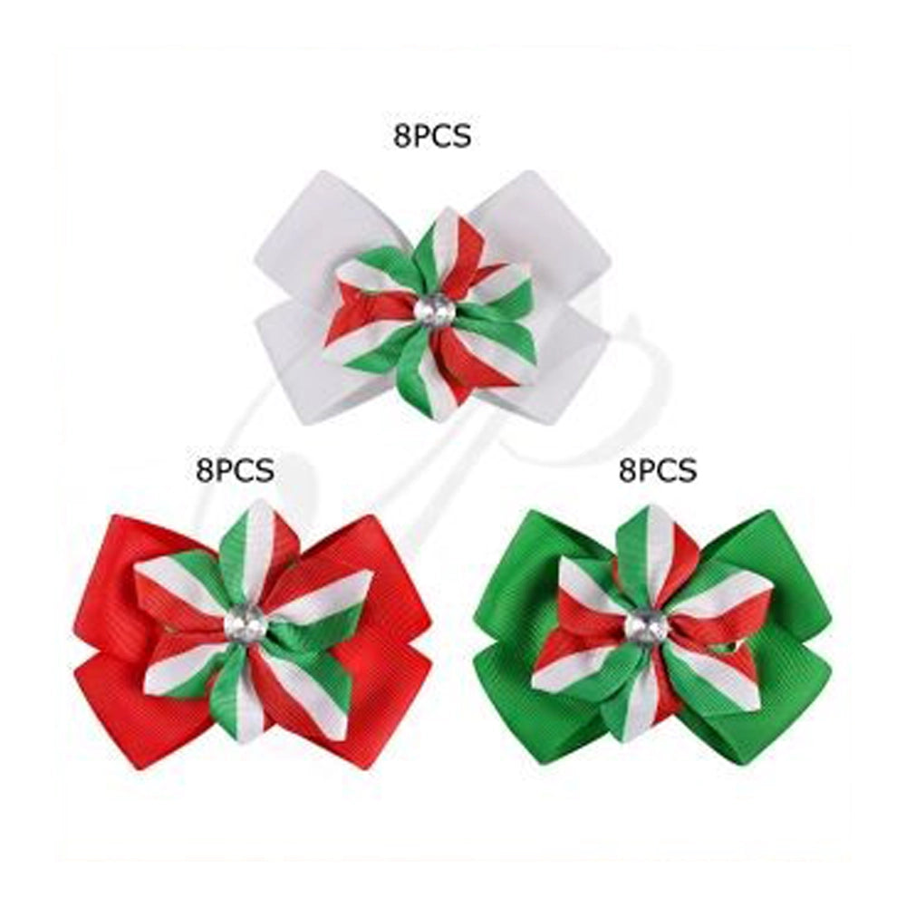 Festive Christmas Grosgrain Bow Hair Clip (12cm) - Holiday Statement Accessory