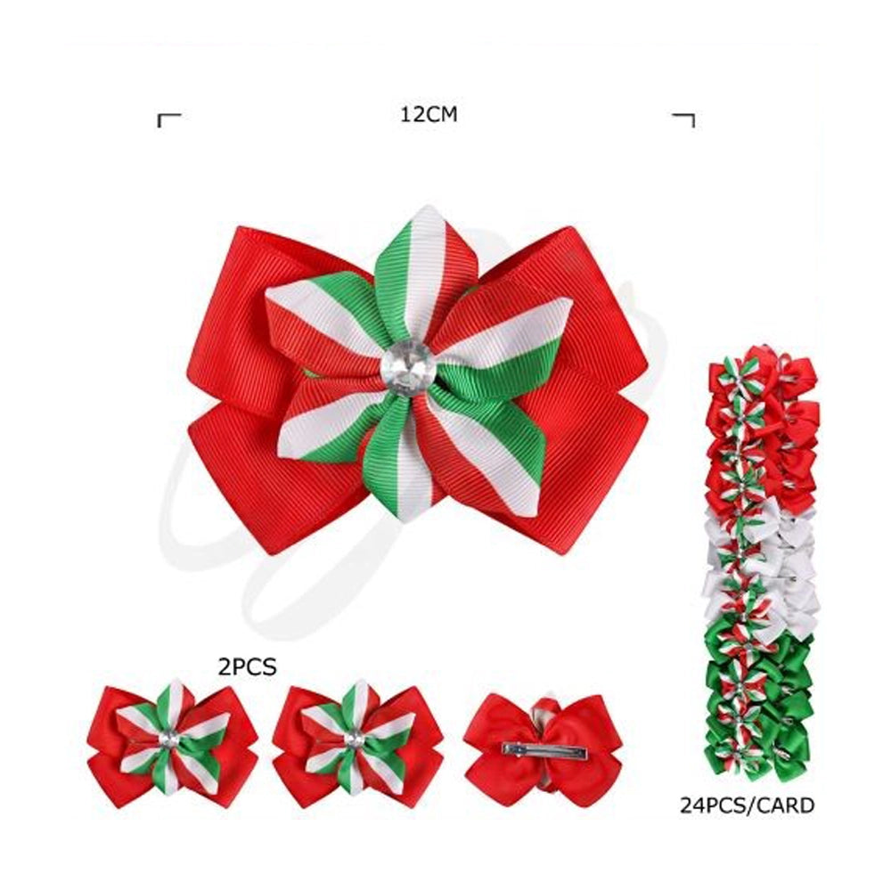 Festive Christmas Grosgrain Bow Hair Clip (12cm) - Holiday Statement Accessory
