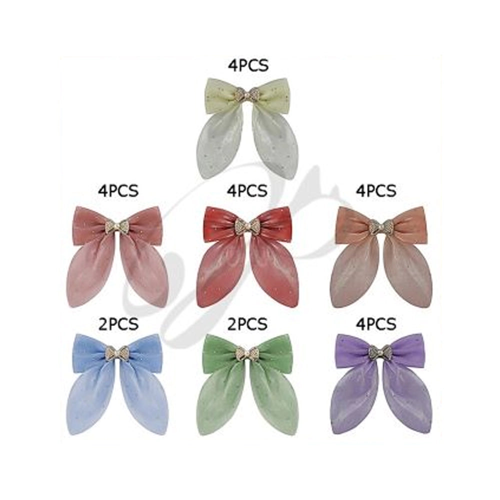 Luxurious Pearl Tulle Bow Hair Clip (12cm) - Sheer Oversized Accessory