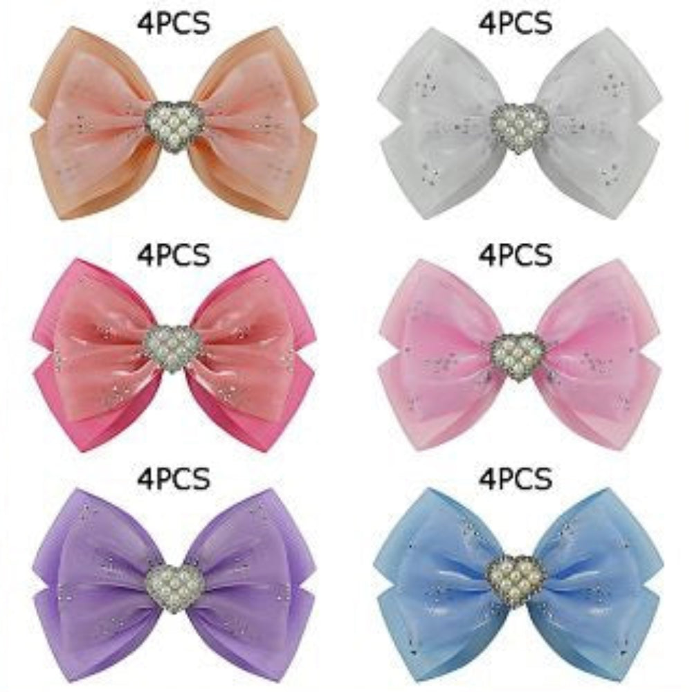 Shimmering Heart Rhinestone Boutique Hair Bows - Wholesale (HCD-1877M)