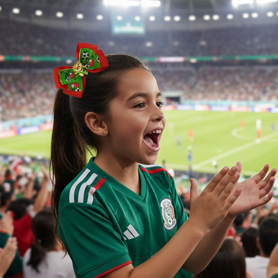 Mexico Soccer Inspired Hair Bow Accessory Set (HCD-1882FI)