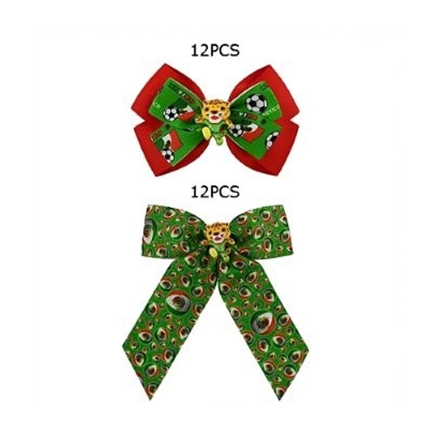 Mexico Soccer Inspired Hair Bow Accessory Set (HCD-1882FI)