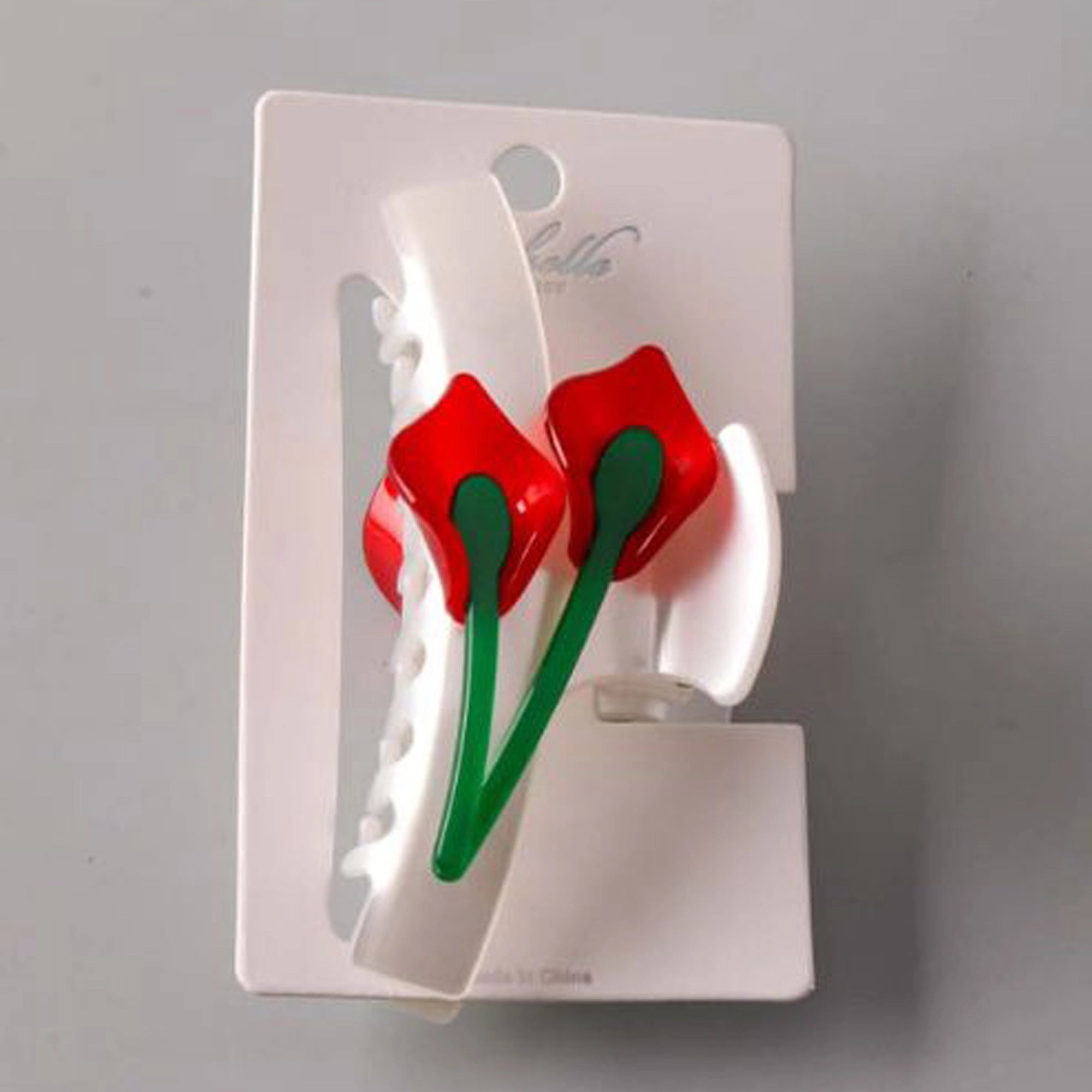 Elegant Calla Lily Bar Claw Clip - Matte White & Floral Design (HCE1274)