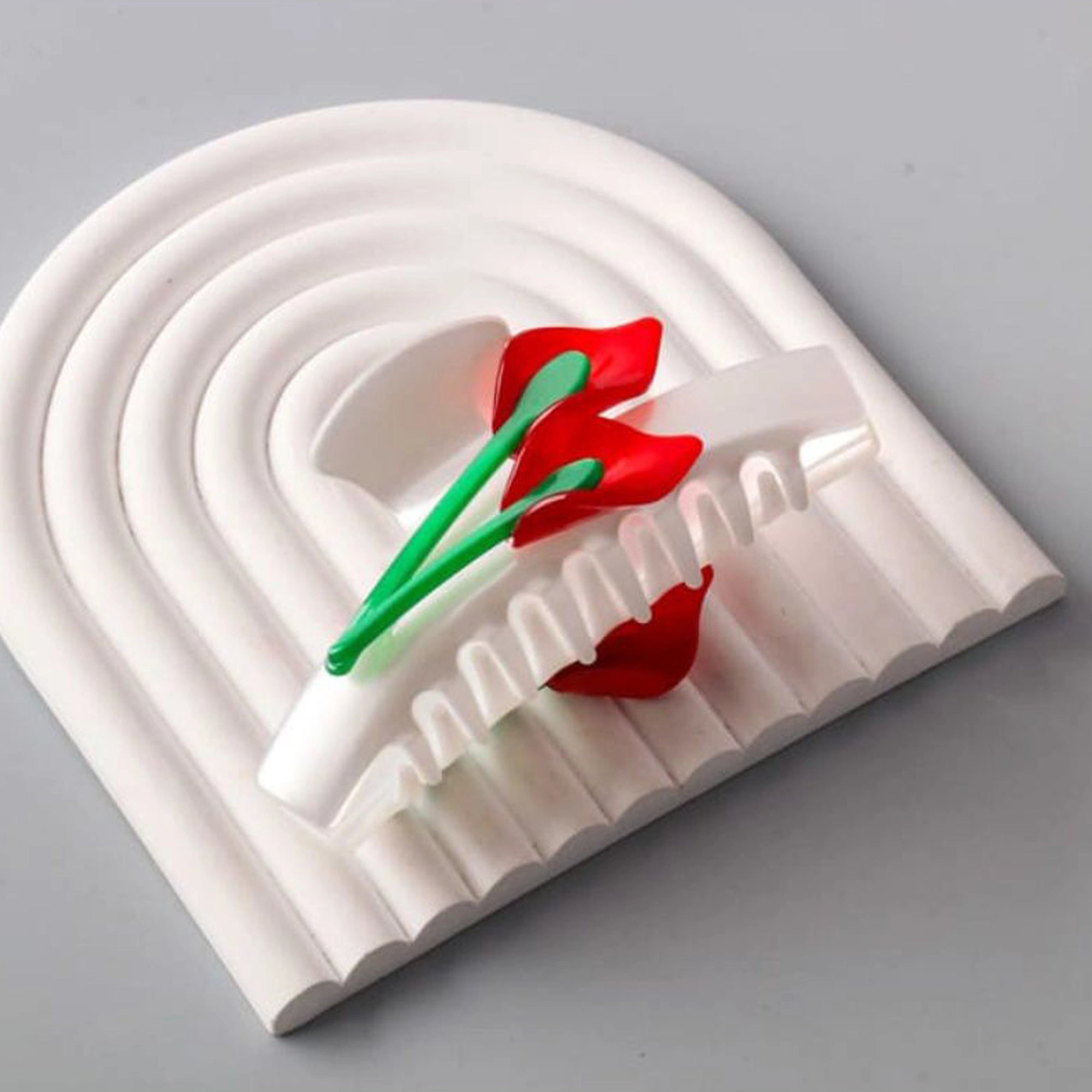 Elegant Calla Lily Bar Claw Clip - Matte White & Floral Design (HCE1274)