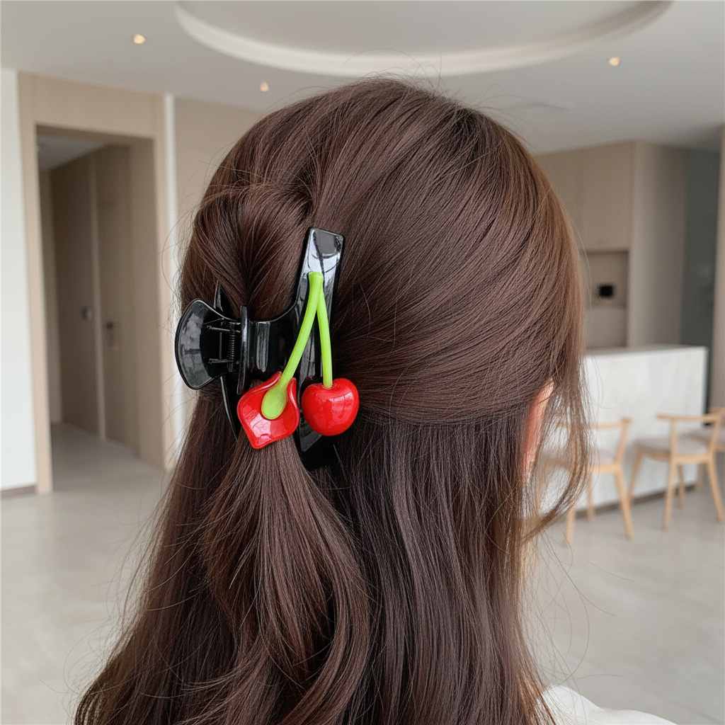 Vibrant Calla Lily Floral Hair Claw Clip – Elegant Matte Black & Red Hair Accessory (HCE1280)