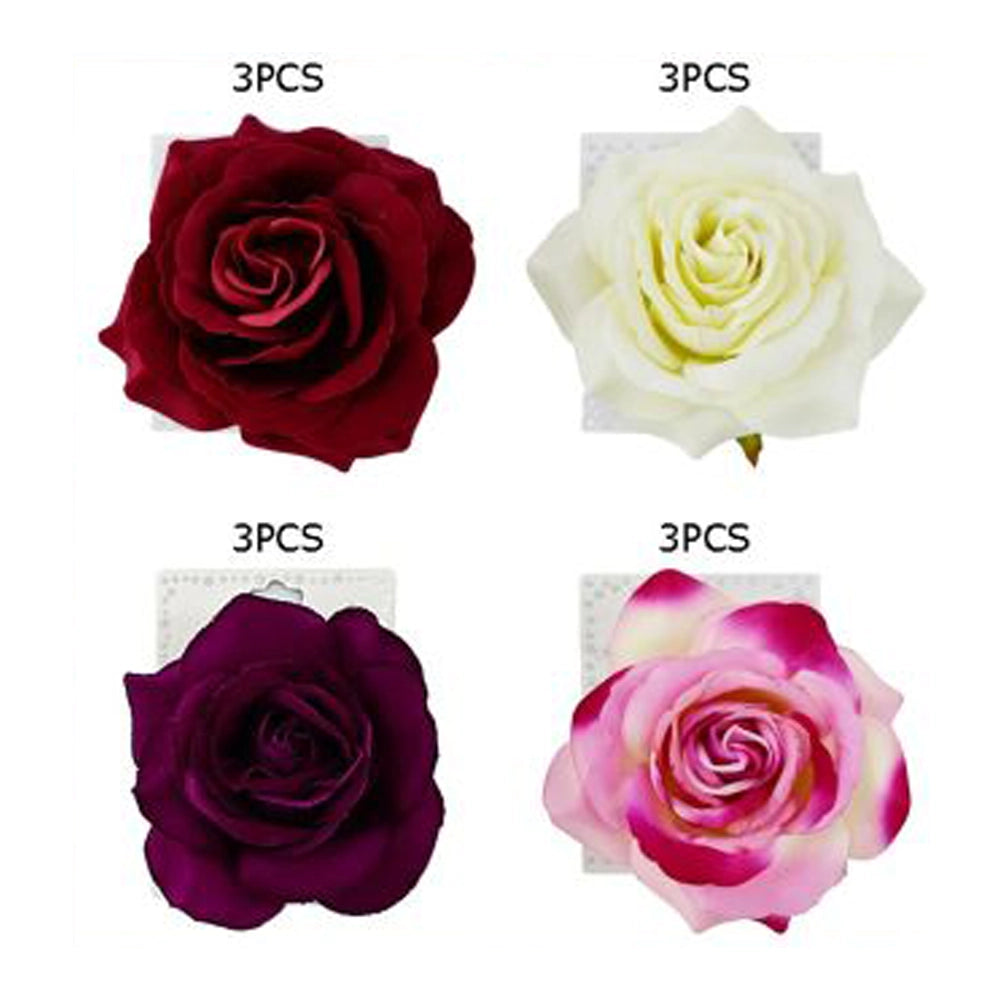 Large Rose Hair Flower Clip & Ponytail Holder - 12cm Floral Fascinator (HCF-10009M)