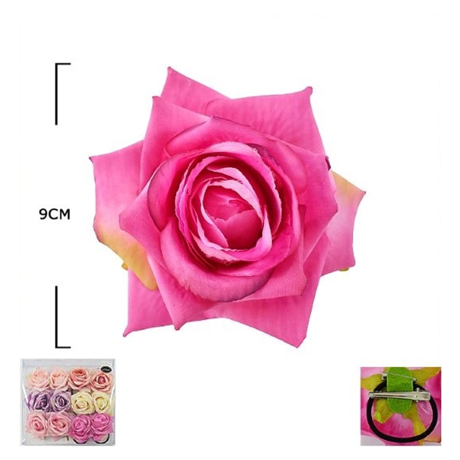 Large 9cm Artificial Rose Hair Clip & Accessory – Versatile Floral Decor (HCF-10010M)