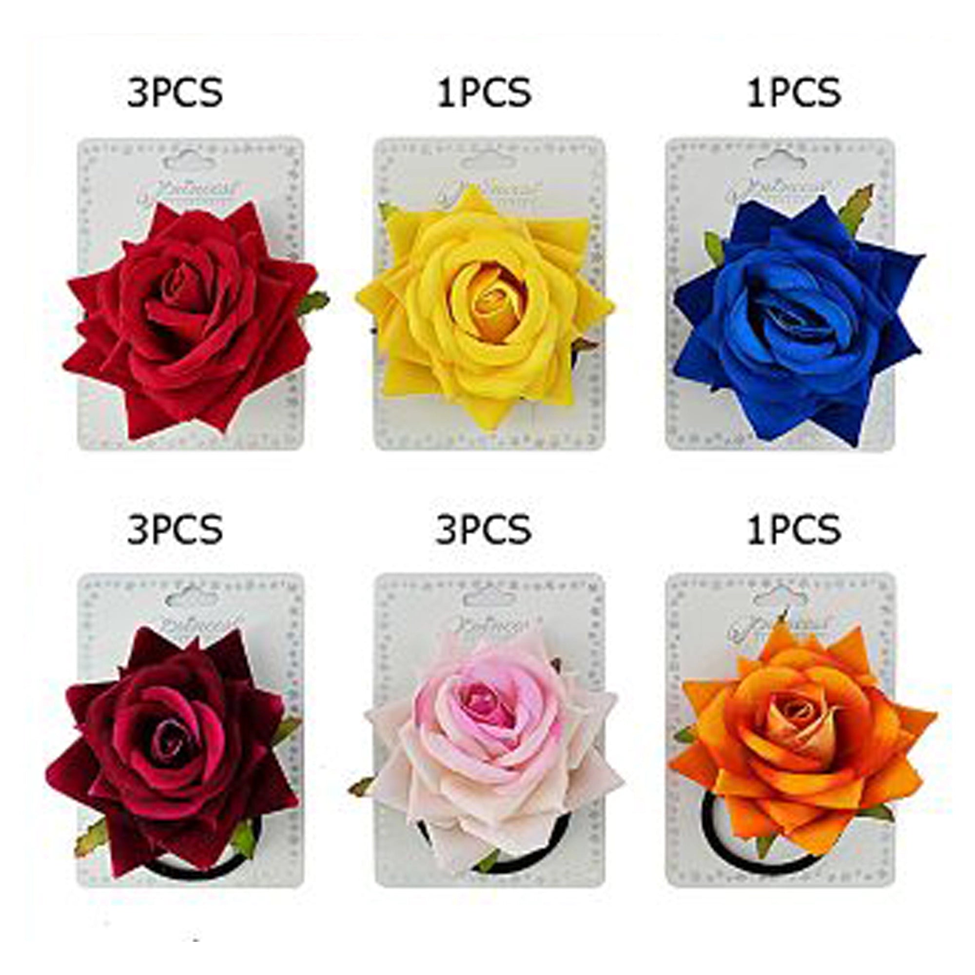 Large 9cm Velvet Rose Hair Clip & Elastic Tie | 2-in-1 Floral Brooch Pin for Flamenco, Weddings, and Events (HCF-10011M)