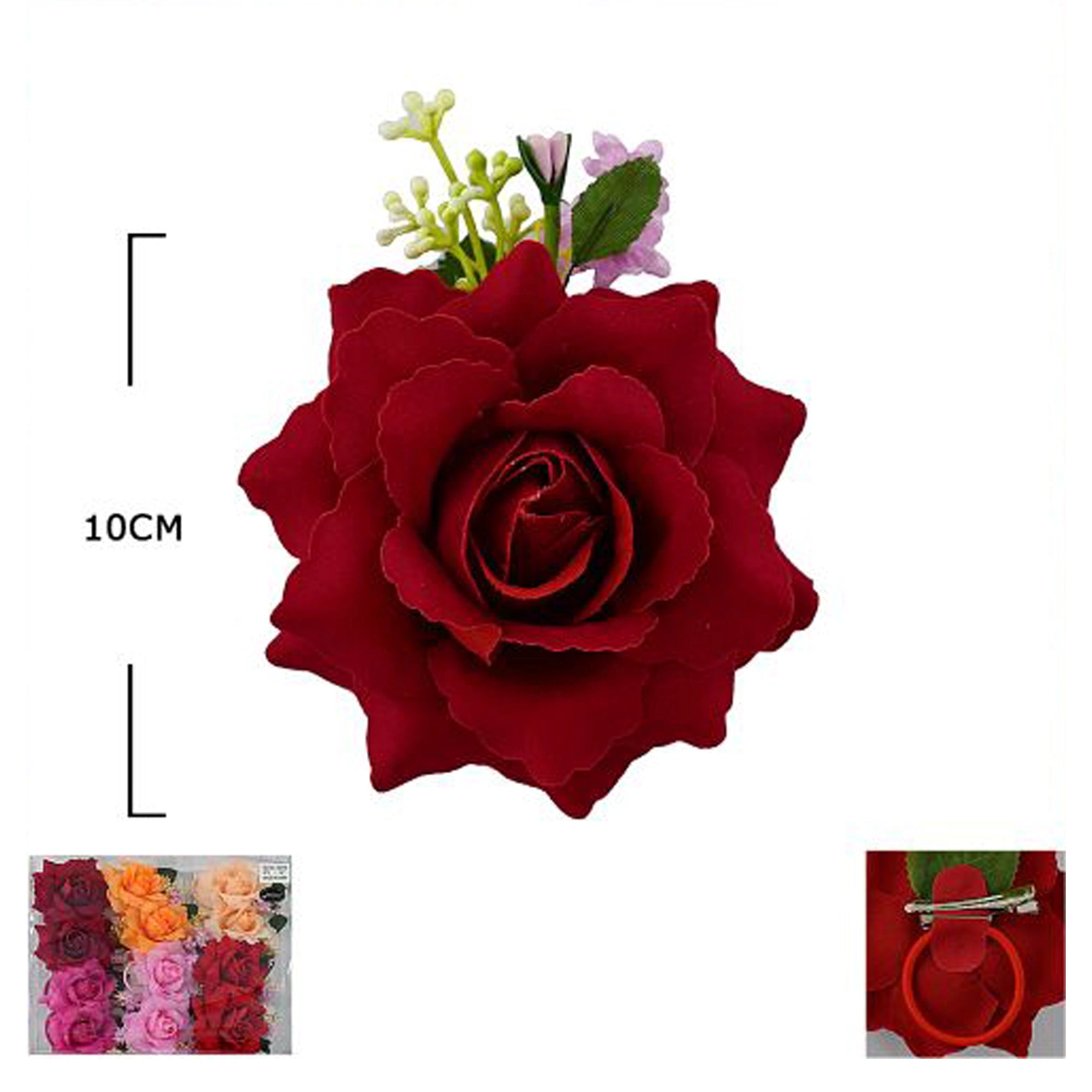 Elegant 10cm Artificial Rose Hair Clip & Tie - Floral Corsage Accessory (HCF-1061M)