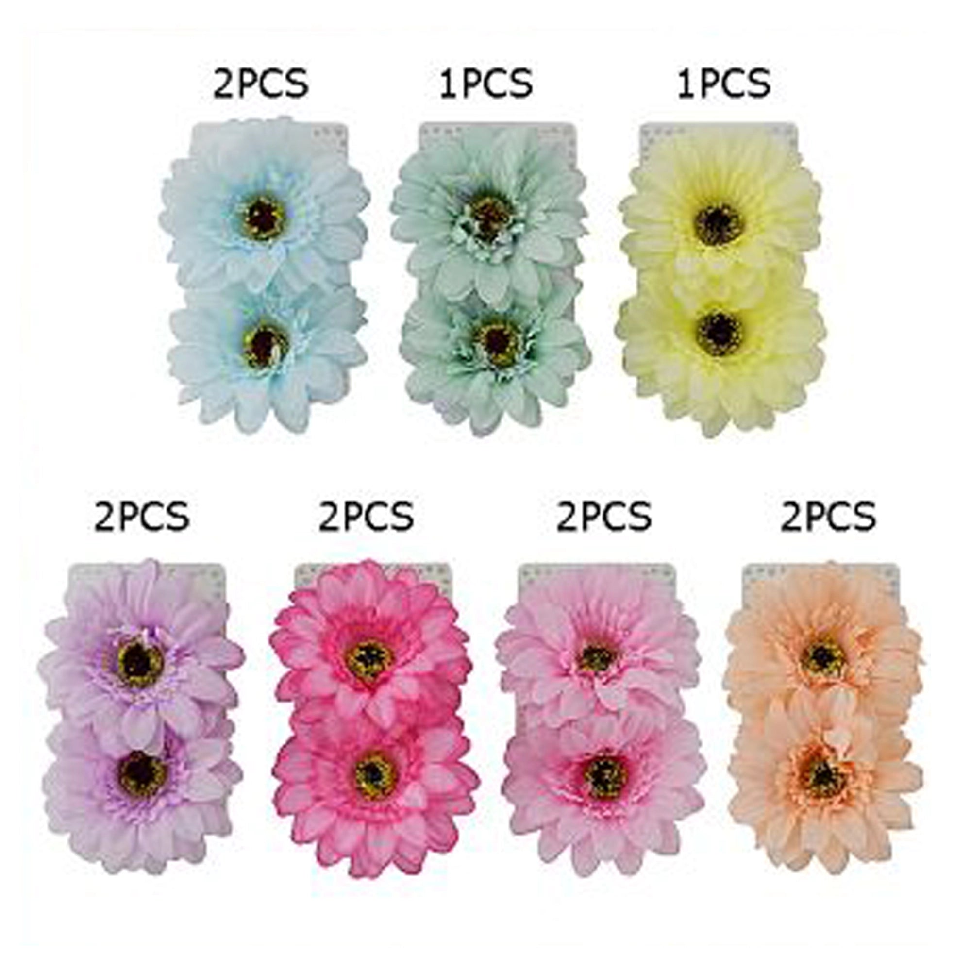 Artificial Gerbera Daisy Flower Hair Clips & Brooch Pins (2-Piece Set) (HCF-1066M)