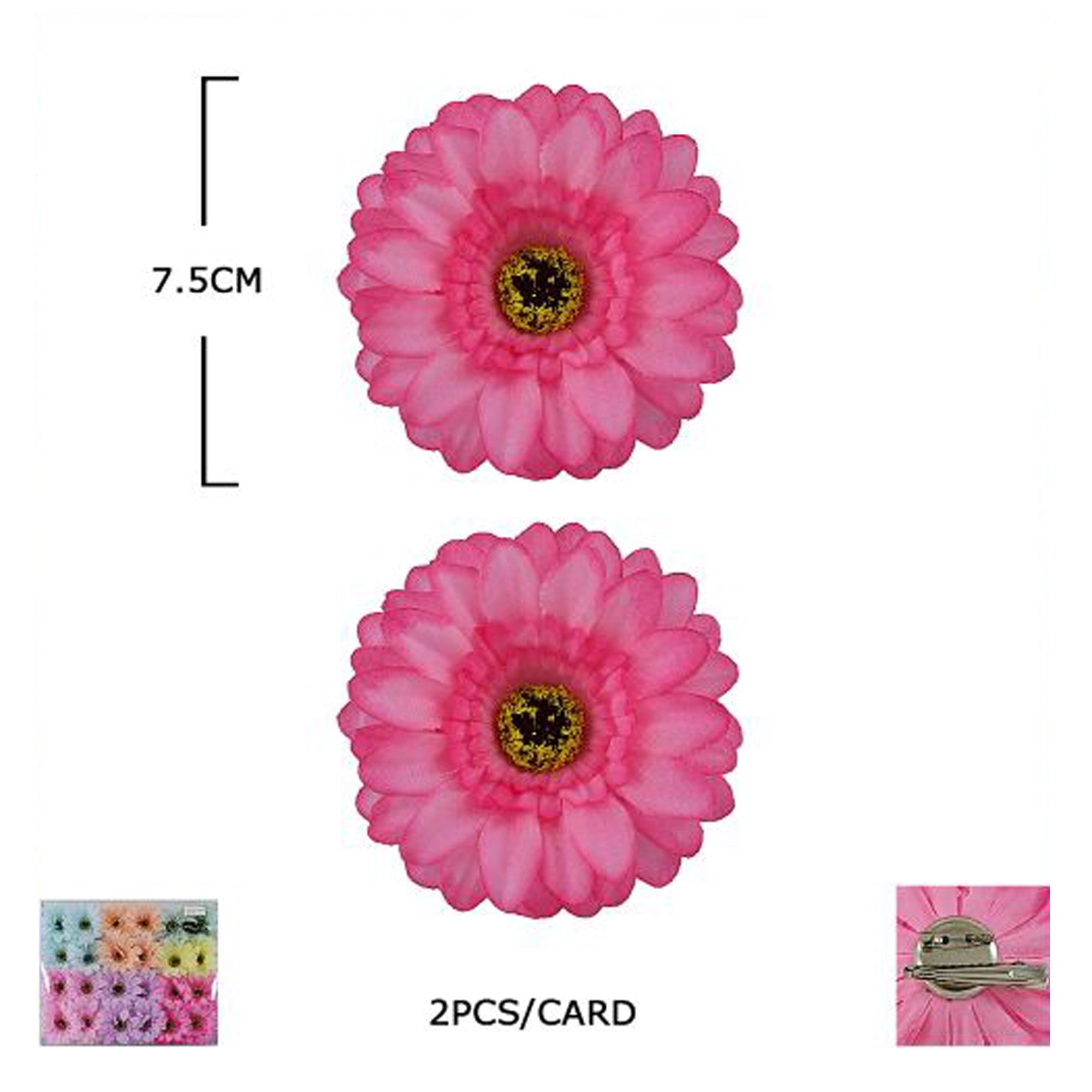 Artificial Gerbera Daisy Flower Hair Clips & Brooch Pins (2-Piece Set) (HCF-1066M)