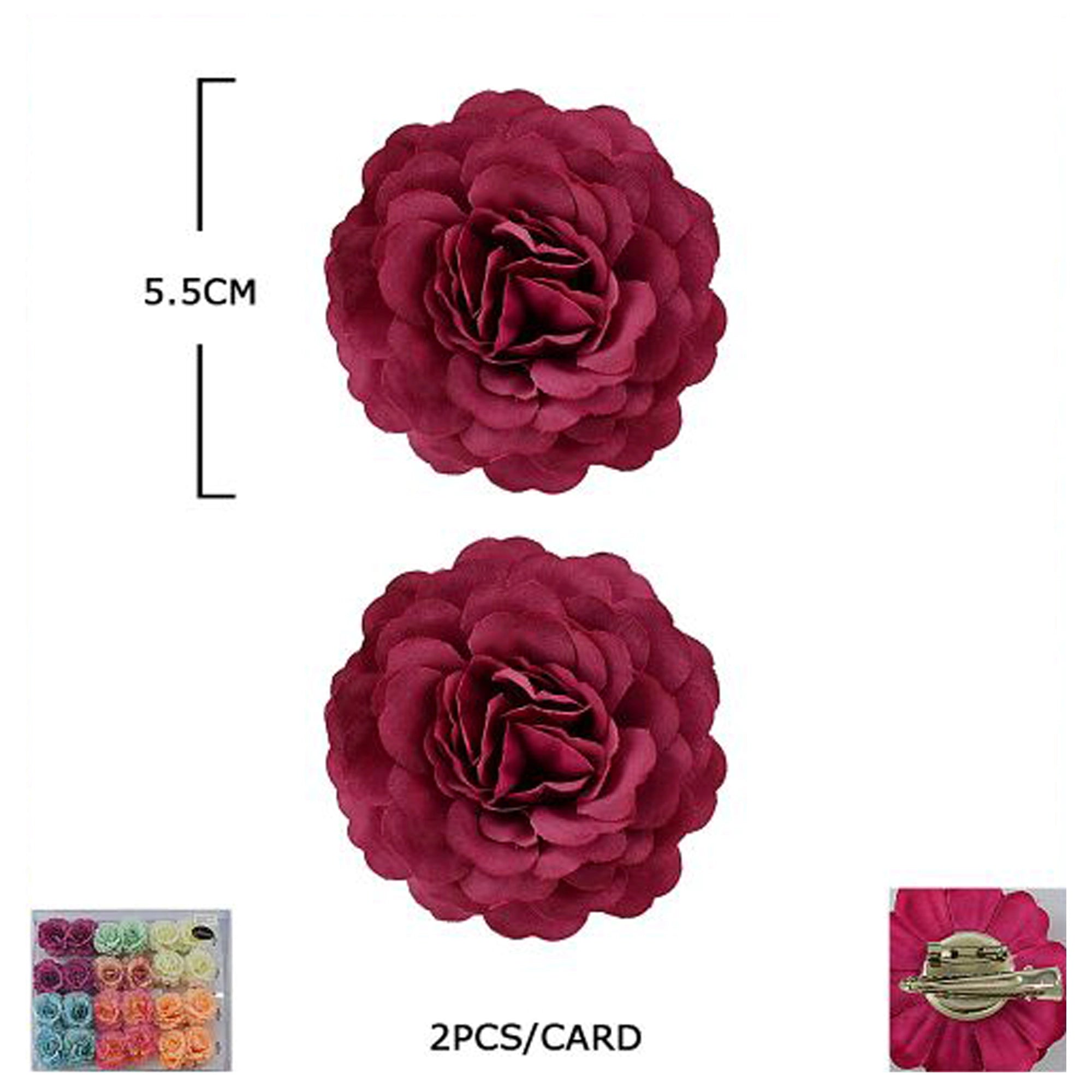Elegant 2-Piece Fabric Flower Hair Clips & Brooches – 5.5cm Floral Accessory Set (HCF-1067M)