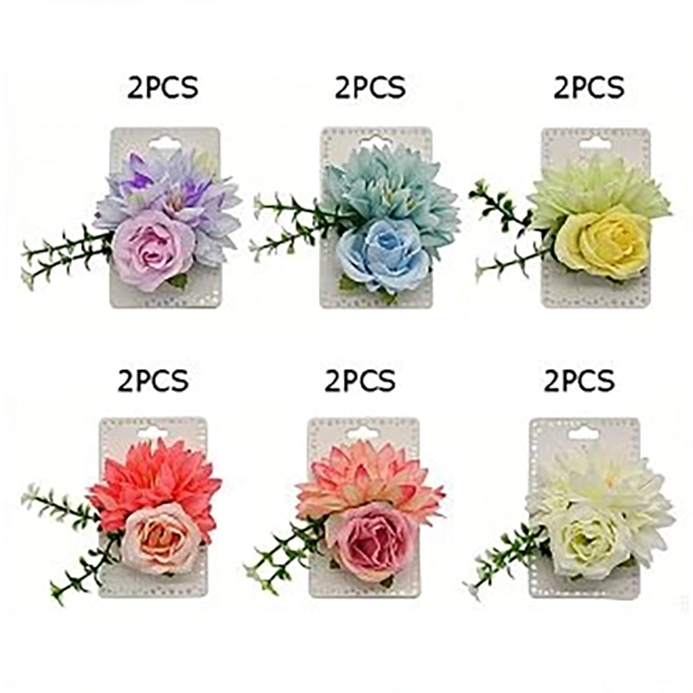 Elegant Floral Hair Elastics with Pin Back – 7.5cm Realistic Fabric Flower Corsage for Women & Girls, Wedding & Festival Hair Accessories (HCF-1068M)