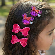 4pc Minnie Mouse Inspired Hair Clip Set - 8.5cm Polka Dot Ribbon Bows & Sequin Mouse Ear Alligator Clips - Toddler & Girls Hair Accessories (HCM-10137M)