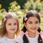 4-Piece Bow Hair Clip Set – Patterned & Ribbed Fabric Alligator Clips