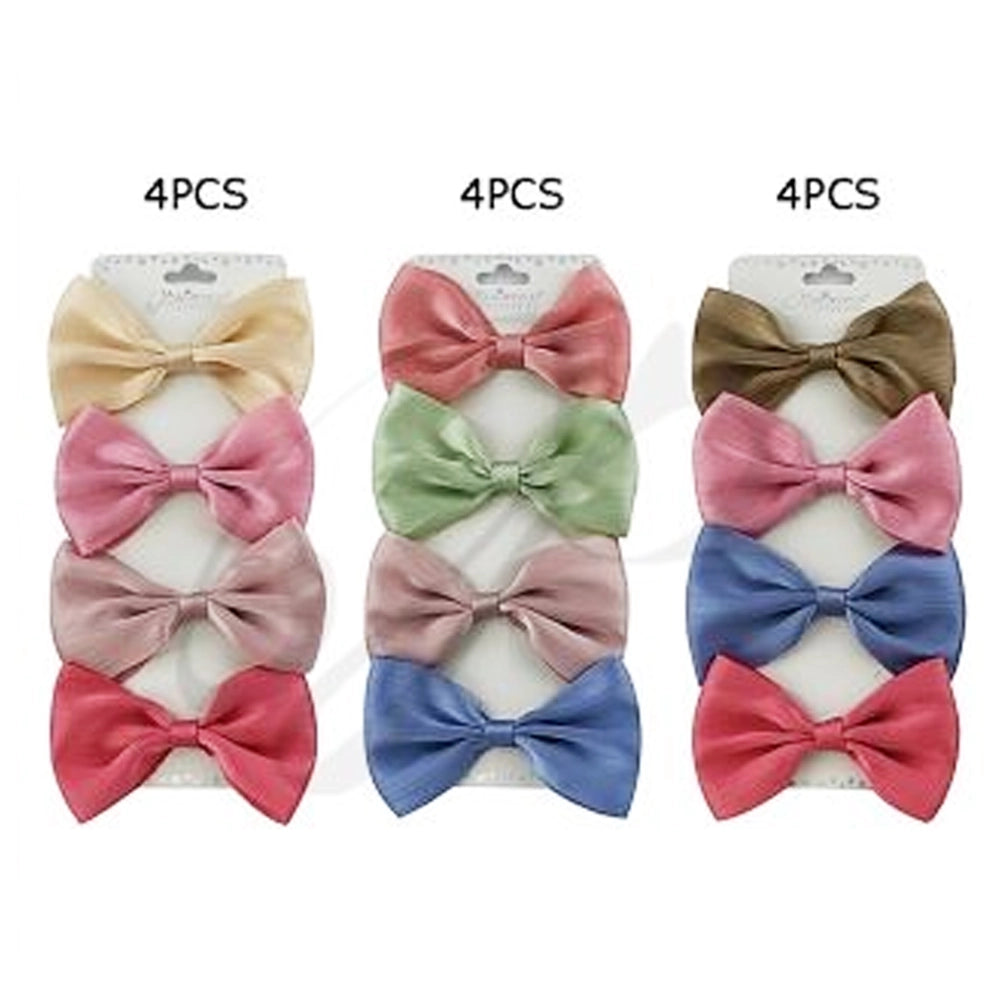 Elegant Satin-Finish Hair Bow Clips | 10.5cm Large Ribbon Barrettes for Women & Girls (HCM-10217BN)