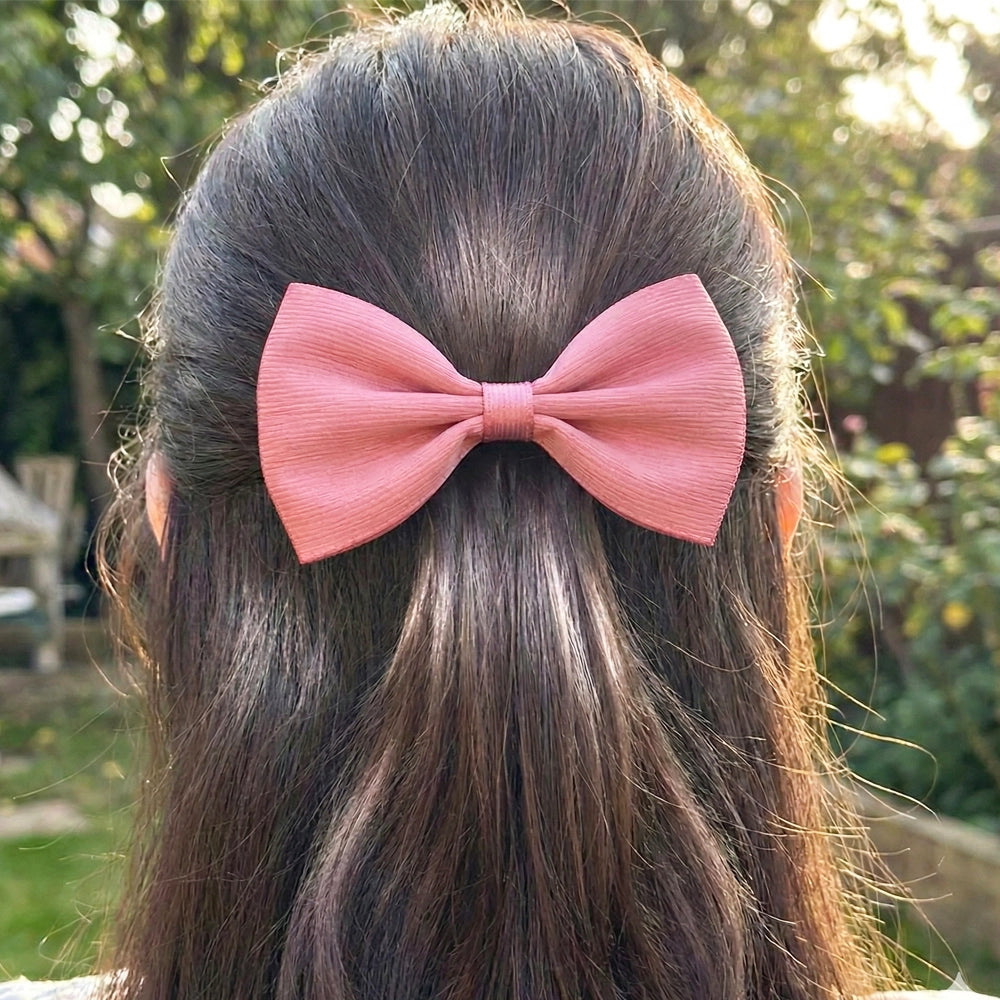 Elegant Satin-Finish Hair Bow Clips | 10.5cm Large Ribbon Barrettes for Women & Girls (HCM-10217BN)