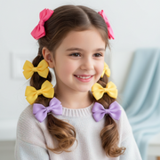 Solid Color Bow Hair Clips for Girls – Large Grosgrain Ribbon Barrettes, 8cm, 6PCS/Card (HCM-20023A)